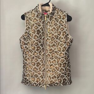 Lilly Pulitzer Leopard Print Fur Lined Vest